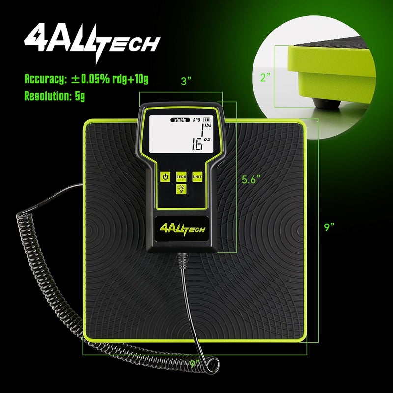 4ALLTECH 220LBS Electronic Refrigerant Charging Weight Scale High Precision Large Screen Backlit Display Digital Freon Scale for HVAC AC Refrigerant Recovery Tank Recharging with Case Heavy Duty Small Business - Image 2